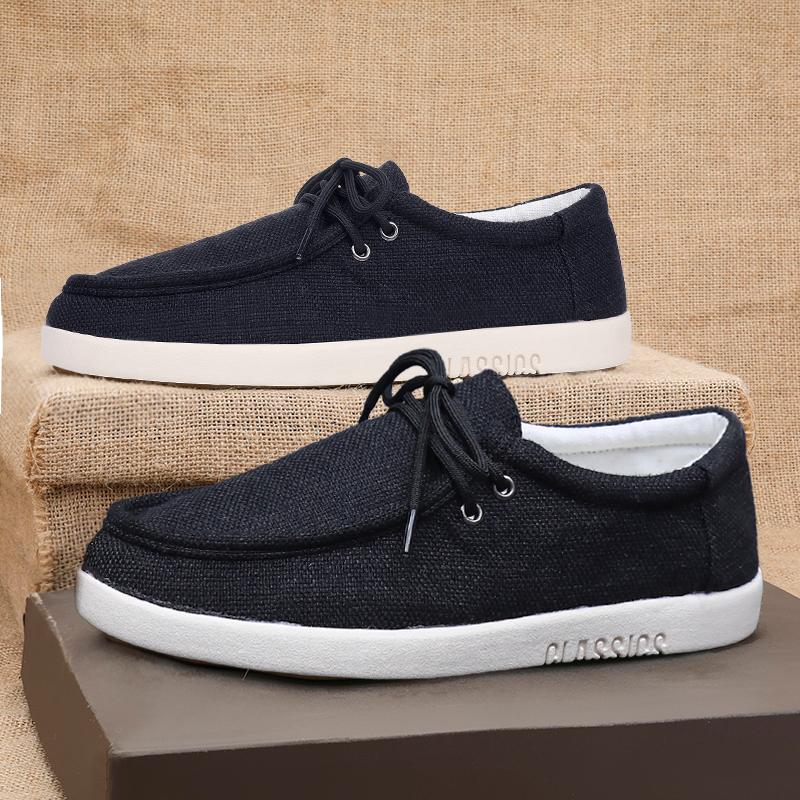 亚麻男鞋2024新款夏季男士