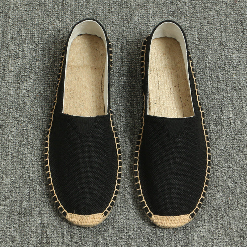 草编渔夫鞋男夏季透气2025新款亚麻布鞋休闲鞋一脚蹬老北京帆布鞋,流行男鞋,帆布鞋,淘宝优惠券,粉丝福利购,淘宝优惠卷