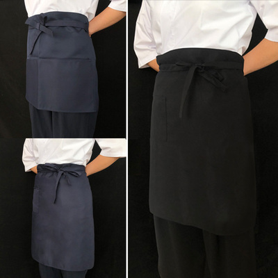 韩版围裙厨师半身围裙男女酒店西餐厅工作围裙半截防污无袖后厨定
