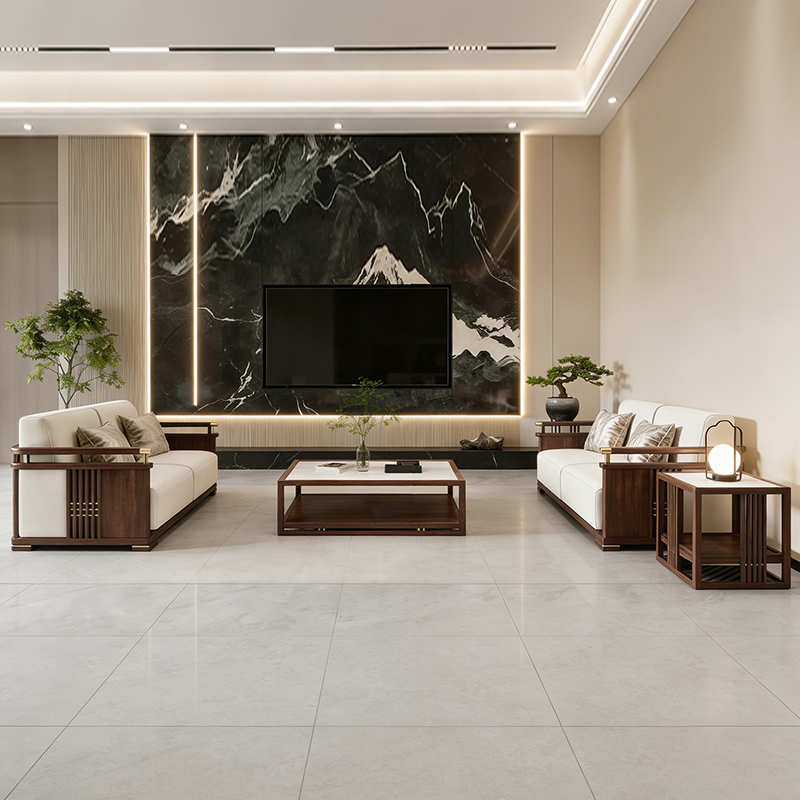 新中式沙发客厅高端北美黑胡桃木实木宋式美学禅意小户型组合家具