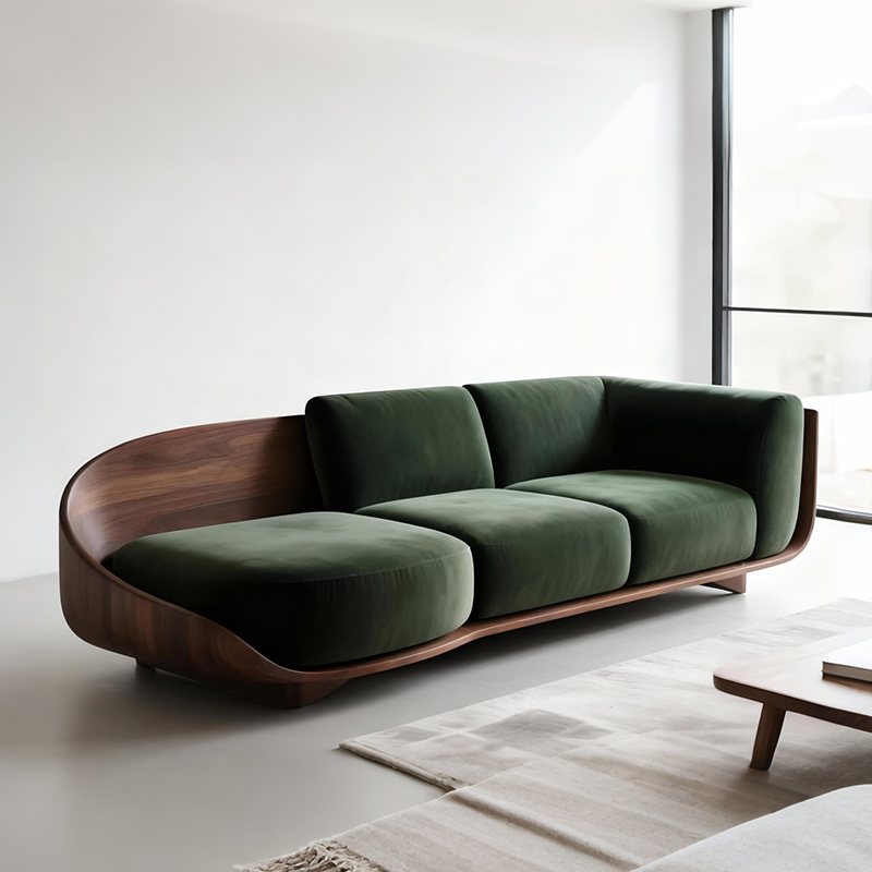 新中式北美黑胡桃木实木沙发意式极简布艺沙发客厅高端家具