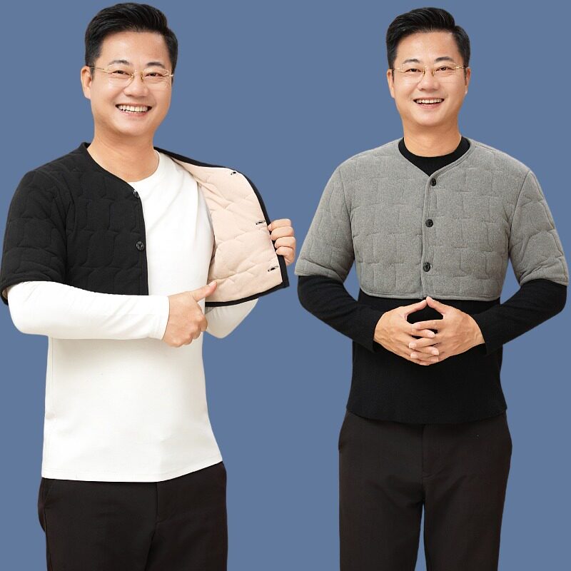 中年男装秋冬新款棉马甲保暖护肩睡觉防寒小马甲护颈椎坎肩护肩膀