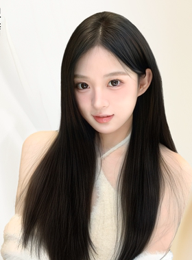 琪牌假发女NAMI递针黑长直全真人发丝蓬松自然高颅顶全头套长直发