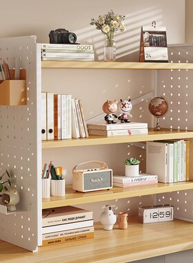 书架落地置物架儿童书柜子家用桌面简易实木客厅多层书本收纳储物