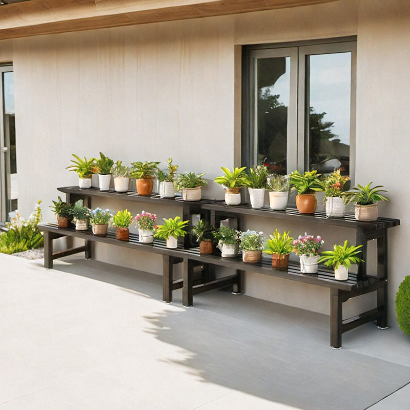 花架阳台2025新款户外花园金属多层花盆置物架室内一体靠墙养花架