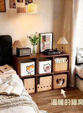 猫窝床头置物架床边侧边柜飘窗收纳柜斗柜卧室落地矮柜窄边长条柜
