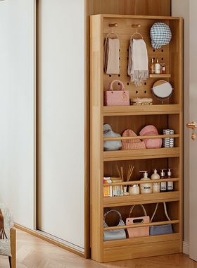 洞洞板衣柜超薄置物架多层实木落地壁挂薄柜女生卧室家用窄收纳柜