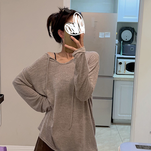 杂色雪花显瘦垂感遮肉休闲胖mm韩版慵懒风上衣大码女装宽松早秋季