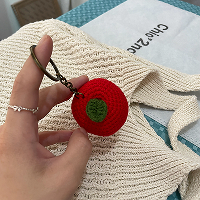 钥匙扣2025新款苹果手工毛线小挂件平安编织装饰包包小玩偶挂件