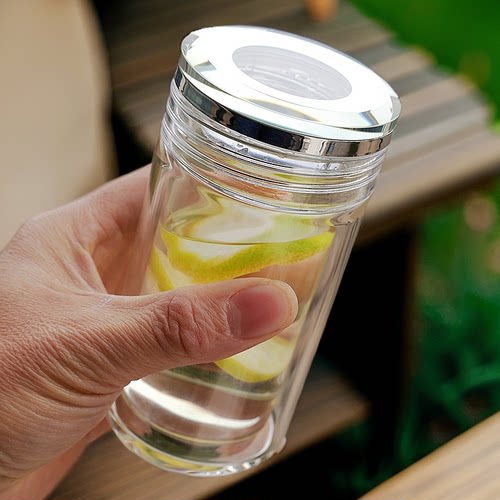 高档简约小水杯子迷你双层玻璃杯女士高颜值透明泡茶杯加厚小容量