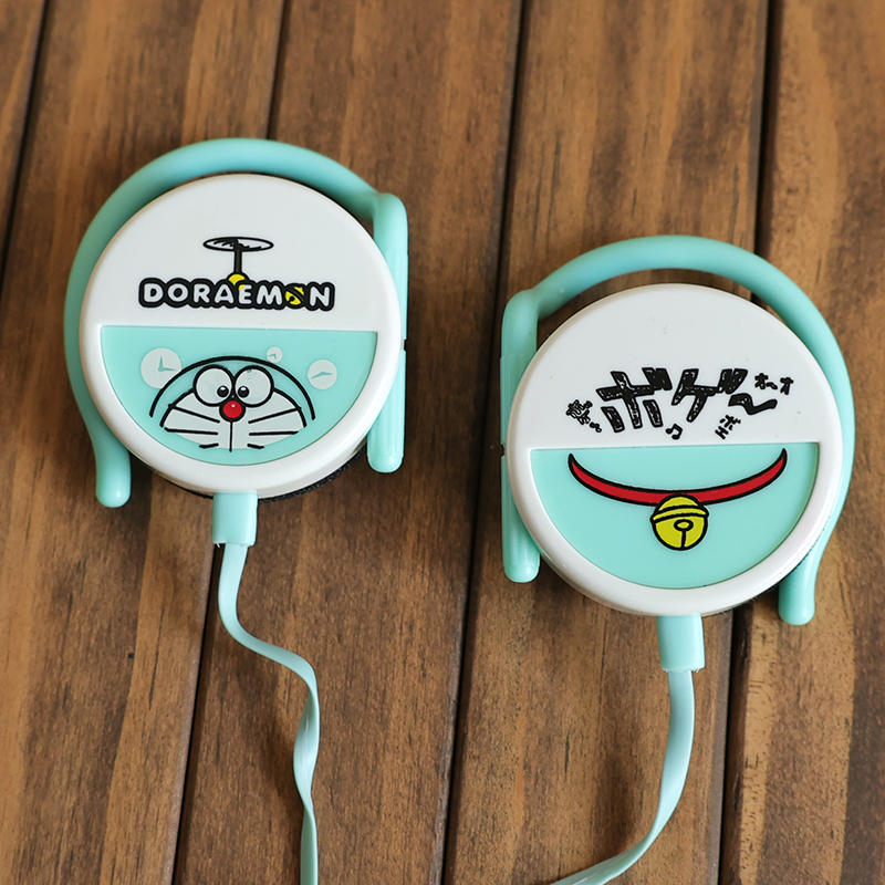 萌创意哆啦A梦挂耳式耳机子有线少女生韩版可爱学生手机通用卡通