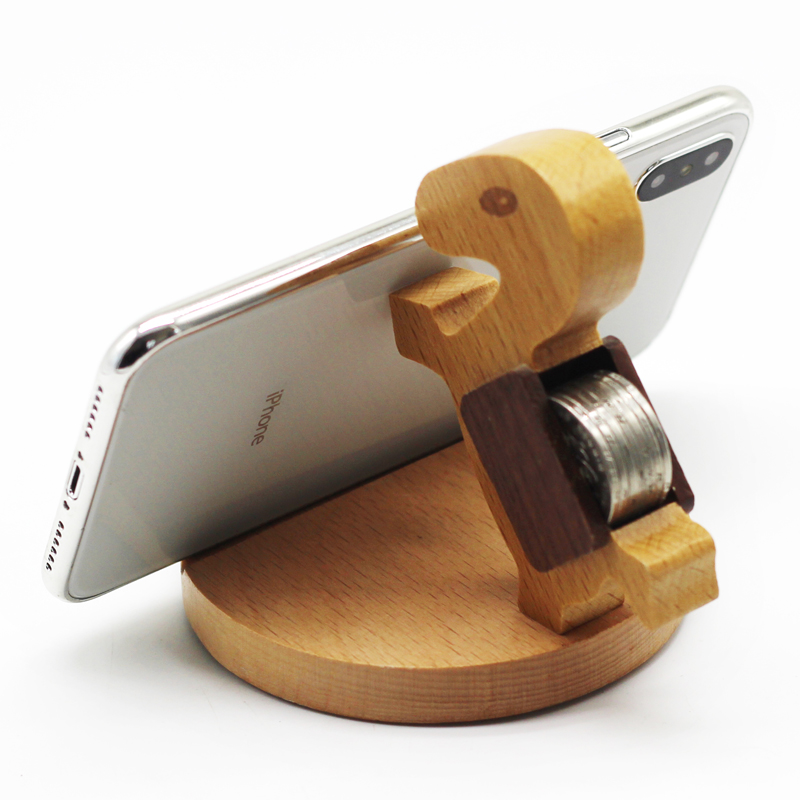 实木手机支架 马上有钱手机支架 桌面收纳 小马手机支架实木礼品