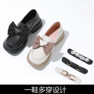 2023春季 女厚底春夏一脚蹬单鞋 软底英伦小香风皮鞋 平底真皮乐福鞋