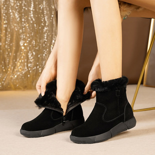 2025新款女鞋冬 雪地靴真皮大棉鞋平底防滑短靴女羊毛鞋皮毛一体