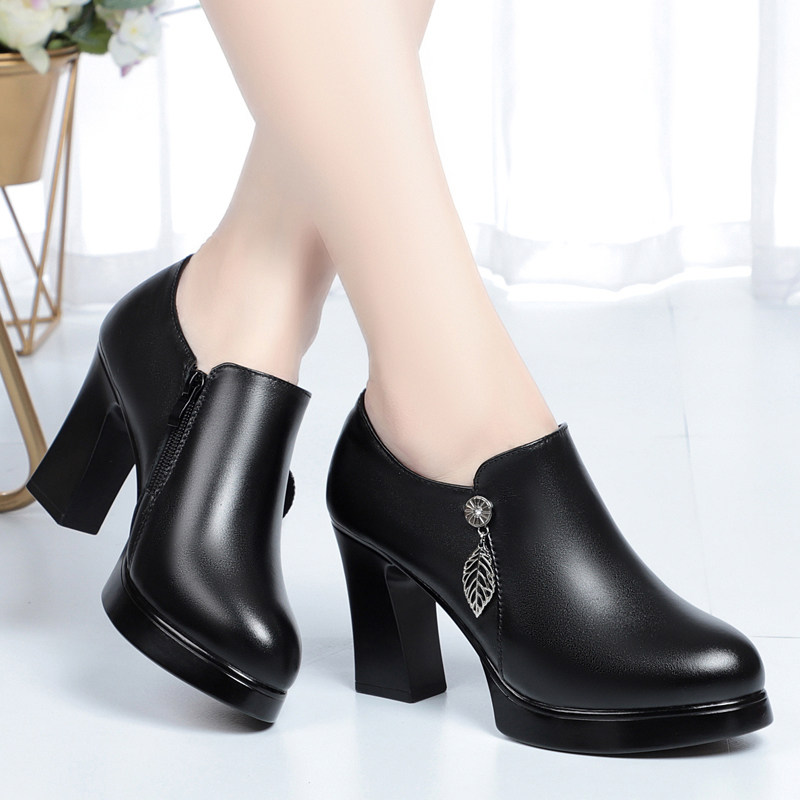 旗袍走秀鞋女高跟鞋不累脚中年女士皮鞋妈妈深口厚底单鞋真皮女鞋,女鞋,深口单鞋,淘宝优惠券,粉丝福利购,淘宝优惠卷