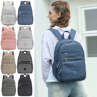 双肩背包多隔层书包大容量旅行多拉链女轻便防水尼龙布多袋双肩包