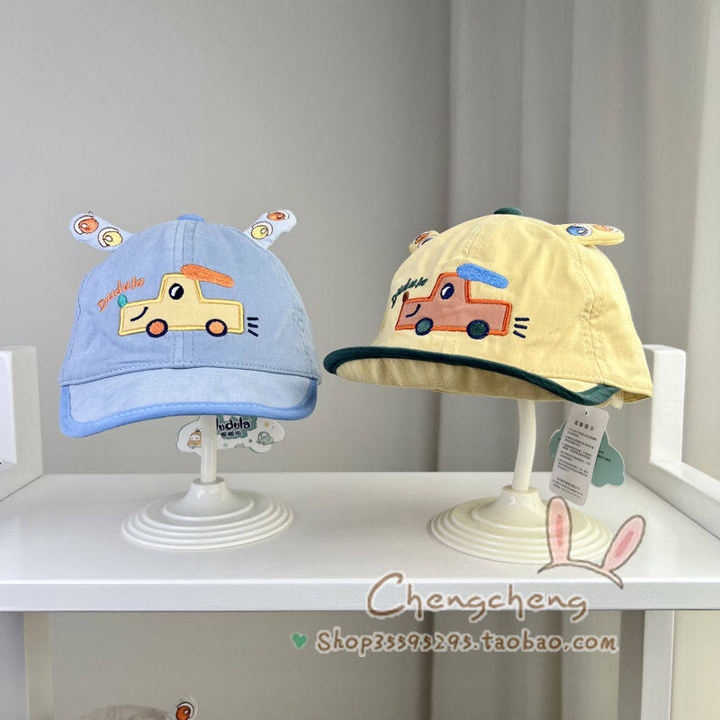 包邮嘟嘟啦秋季新款男女宝宝婴儿童卡通小汽车洋气可爱带鸭舌帽子