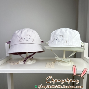 木然良品春季新款男女宝宝婴儿童小羊可爱洋气百搭遮阳渔夫盆帽子