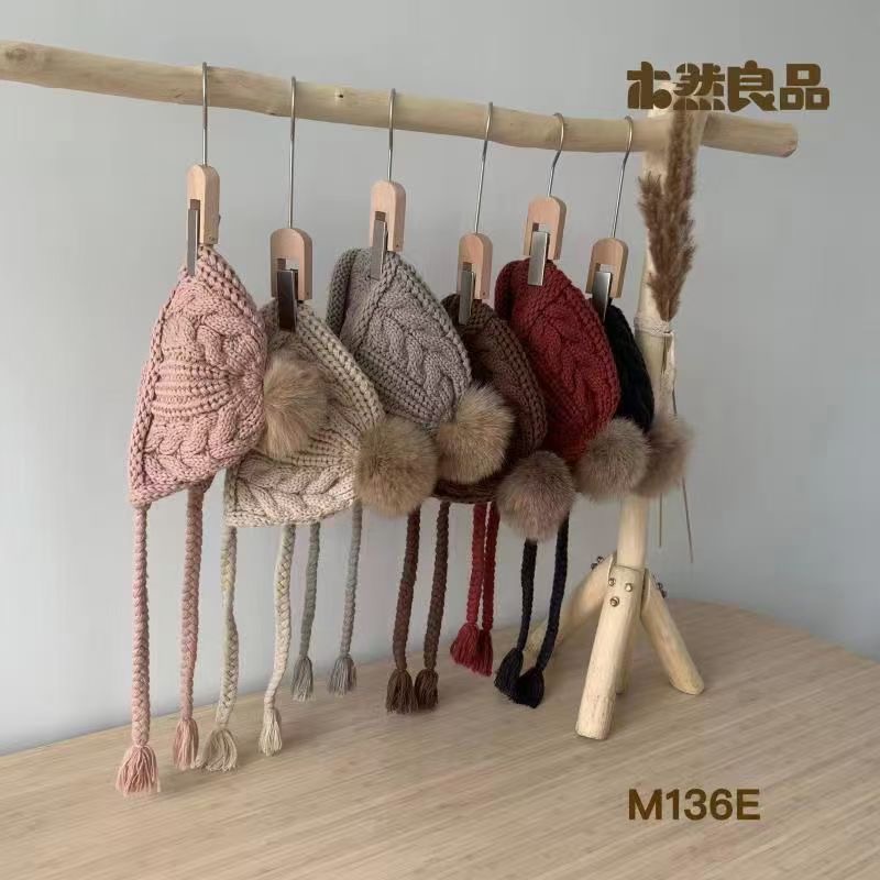 包邮木然良品菱形文艺风毛线帽子