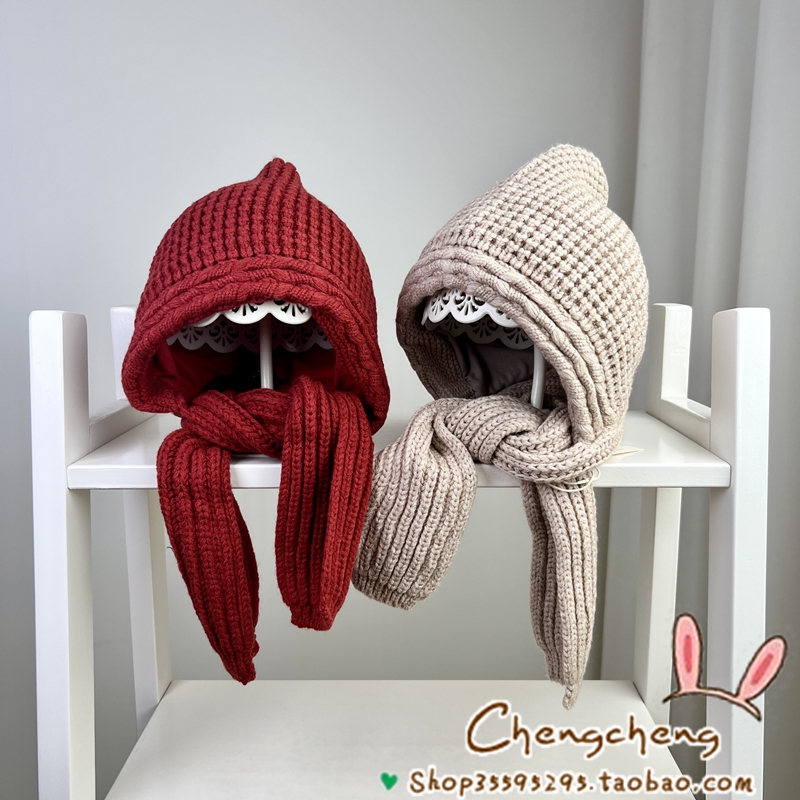 护耳百搭文艺保暖柔软针织一体帽