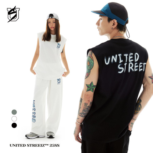 US联邦街牌立体logo印花坎肩背心