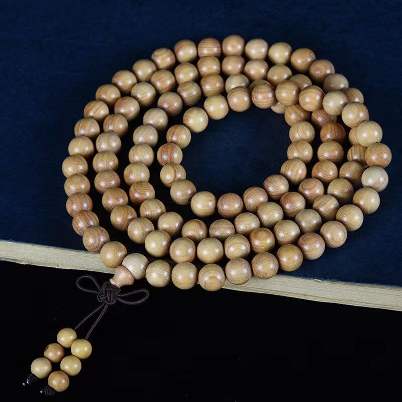 湖北小叶黄杨木108颗佛珠手串流行男女情侣款念珠手饰紫檀手链子