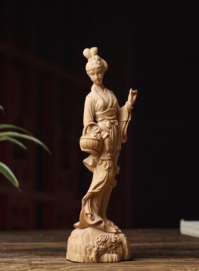 黄杨木雕林黛玉葬花手把
