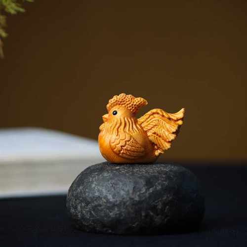 崖柏木雕刻大公鸡实木十二生肖动物鸡生日礼物文玩手把件装饰摆件