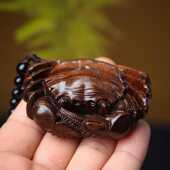 沉香木雕刻招财螃蟹手把件八方来财文玩男士 随身把玩件车挂件摆件