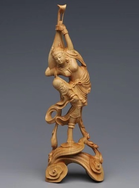 崖柏木雕刻敦煌飞天四音仕女中式居家装饰古典四大美女工艺品摆件