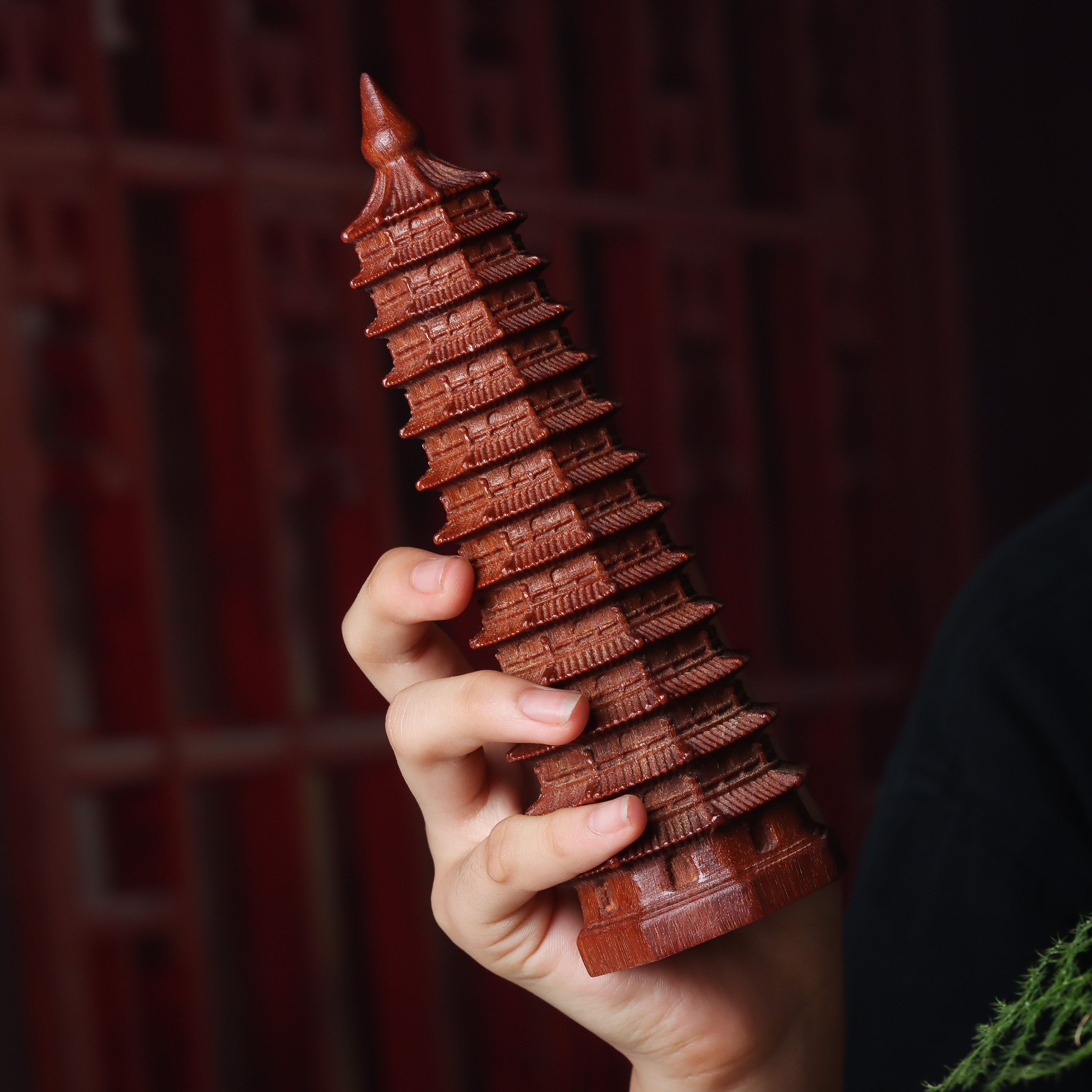 小叶紫檀文昌塔十三层桌面摆件办公室书房装饰品13层学生金榜题名