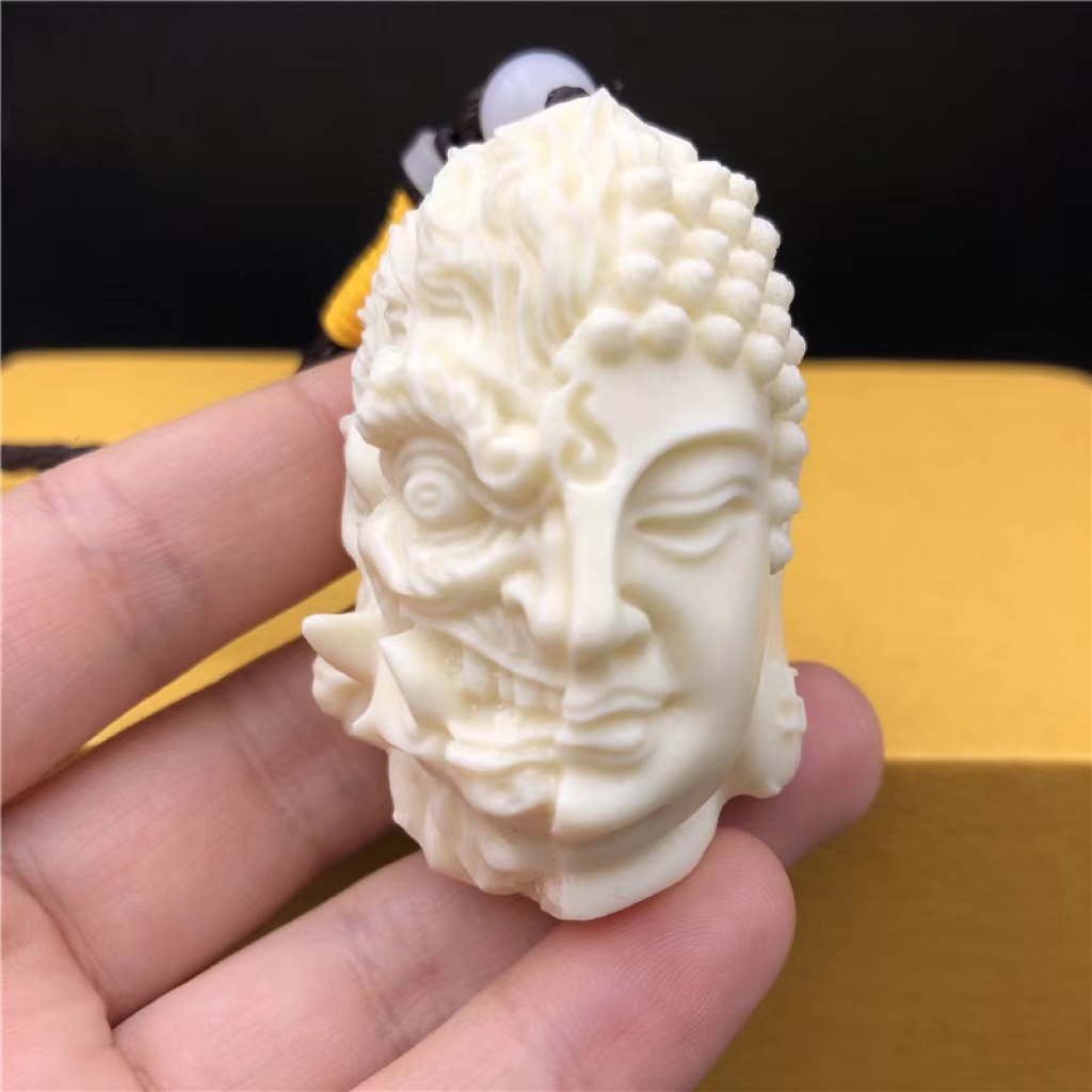 象牙果一念之间手把件汽车挂件装饰品佛魔吊坠男士文玩挂坠如来佛
