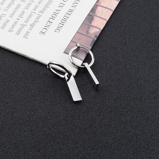 简约几何钛钢耳环男士潮流无耳洞弹簧耳夹个性女生耳圈情侣饰品