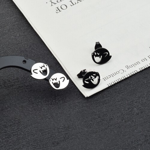 搞怪耳钉男女黑色耳环情侣耳饰