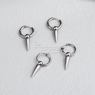 新款男士个性尖锥耳环小众潮流学生耳钉简约百搭街拍饰品无洞耳夹