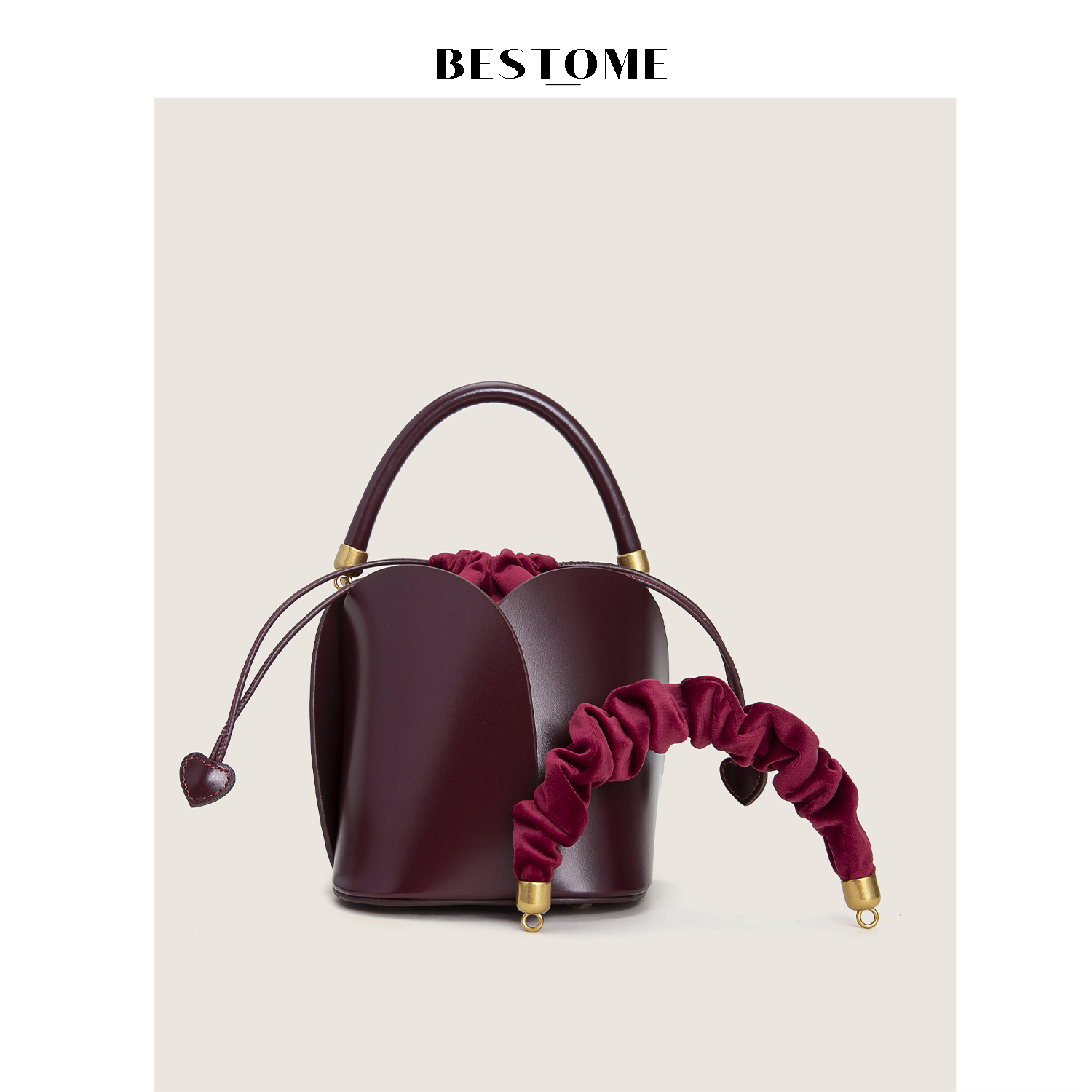 bestome法国小众2020真皮水桶包