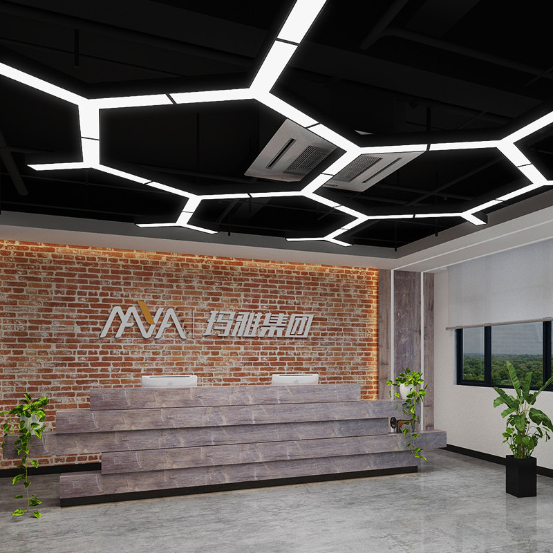 led造型灯创意人字形形办公室吊灯健身房网咖店铺商场工业风灯具y