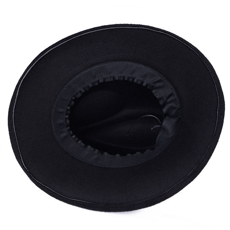 珍玥琦 韩版秋冬男女士直边爵士礼帽 大沿宽边帽子仿羊毛毡帽