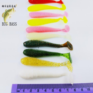 螺纹路亚T尾路亚饵软鱼摆尾鱼加盐诱鱼剂条纹鱼软虫软饵8cm2.2g