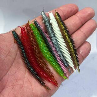 吉川黑坑微浮水舞虫针尾软饵软虫螺纹面条虫路亚饵8cm2.2g12条