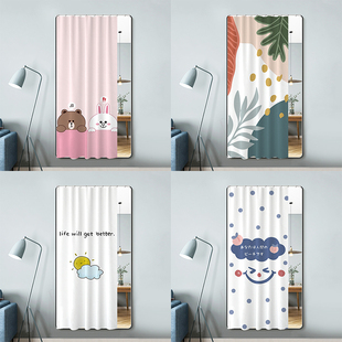 橱柜门帘柜子卫生间洗手台梳妆台镜子遮挡帘挡对门的镜面帘布