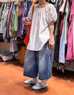 eternal新款韩版宽松显瘦百搭休闲衬衫女短袖衬衣上衣牛仔裤七分