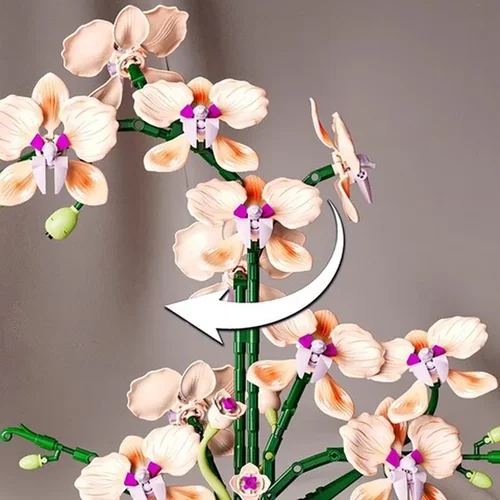 13111拼装美摆件手工香槟装饰人造花桌面玩具模型及仿真花积木