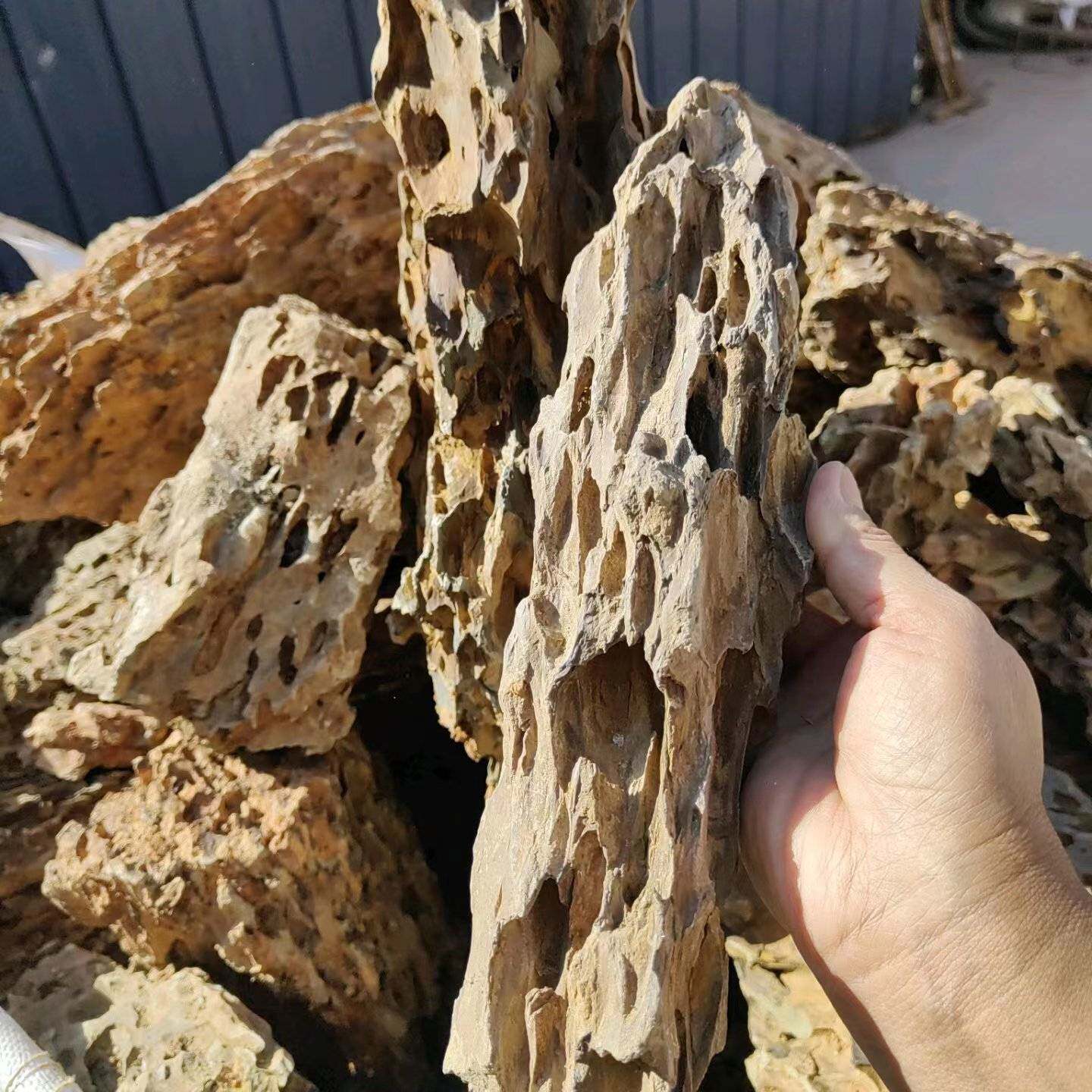 松皮石块鱼缸造景假山石大小块原碎石多孔水族微景观摆件网红