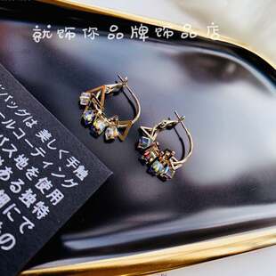 古丽S925银针奥地利水晶耳环女2025新款潮大圈耳扣法式高级感耳饰