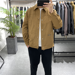 冬季新款翻领工装羽绒服男韩版休闲90绒保暖外套假两件羽绒衣夹克