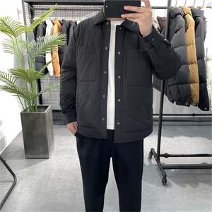 冬季轻薄款翻领羽绒服男白鸭绒保暖工装外套简约百搭羽绒衣夹克潮