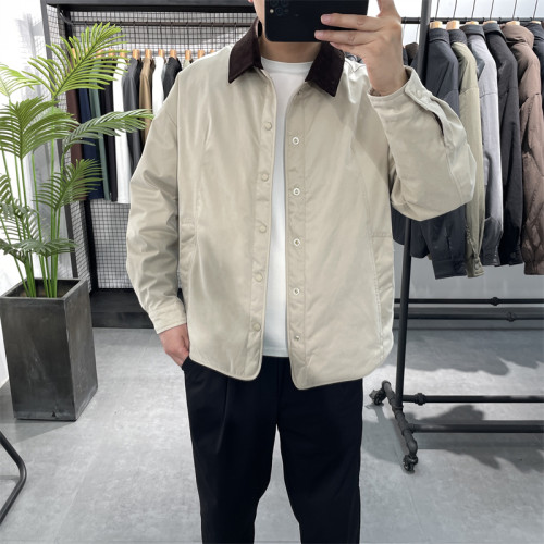 拼接撞色轻薄款翻领羽绒服男外套