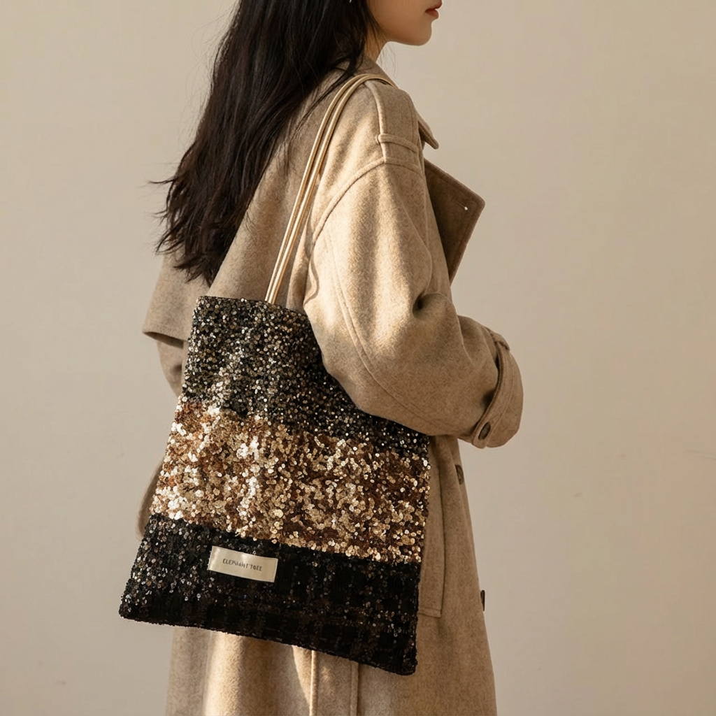 小众高级单肩包帆布包包包休闲布袋通勤复古女包亮片秋冬托特包