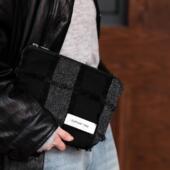 高级感格纹流苏化妆包收纳包秋冬时尚 百搭女生大容量小众手拿包包